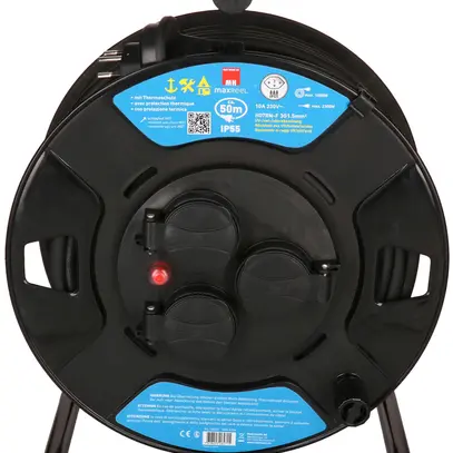 Avvolgicavo MAX HAURI materia sintetica 230V 10A 3×T13 50m 3×1.5mm² IP55 nero 
