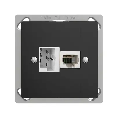 Prise INC 1×T+T,1×RJ45/u 4P EDIZIOdue noir ITplus ITM 