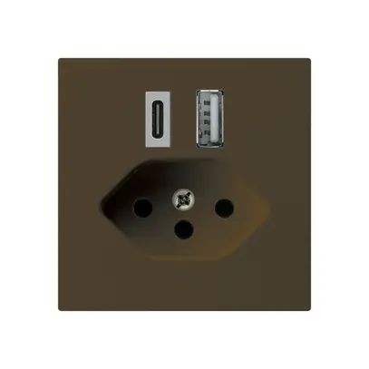 Prise de charge USB kallysto 18W PD 1×type A 1×type C T13 brun 