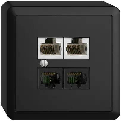 Scatola AP 4×RJ45 2×u/2×s EDIZIOdue nero R&M swissline NT 2ab 