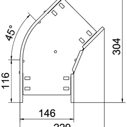 Gomito BET RB 45° 60×150mm acciaio zincato a nastro 