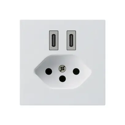 Presa di carica USB Hager kallysto C-C 20W+T13 5V 60×60mm bianco 