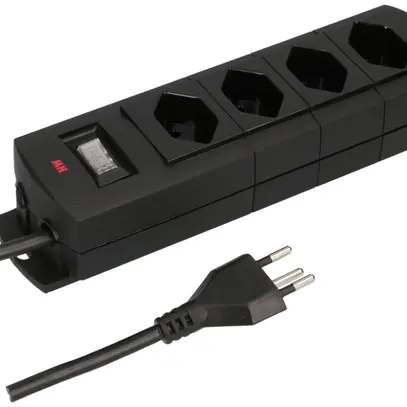 Steckdosenleiste MH 4×T13 Prime-Line Td 3×1mm² 5m schwarz Schalter 