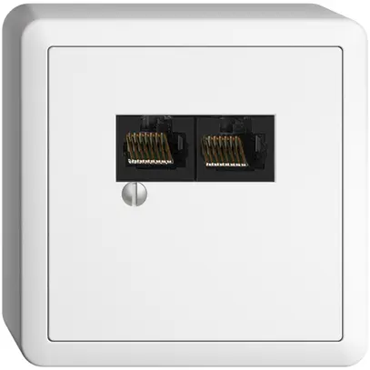 Boîte AP 2×RJ45/u 4P sép.EDIZIOdue blanc R&M swissline 