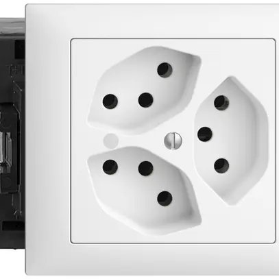 Prise INC EDIZIOdue 3×T13 blanc 53mm Snap, avec LED vert 