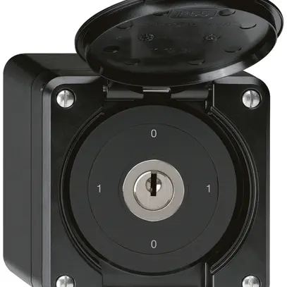 Interrupteur à clé AP robusto IP55 avec clapet S0/3P noir 