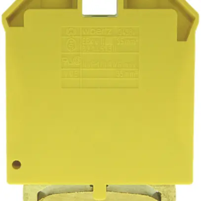 Borne de terre joignable Woertz Ex 10…35mm² vis 2×1 rail DIN 35mm vert/jaune 