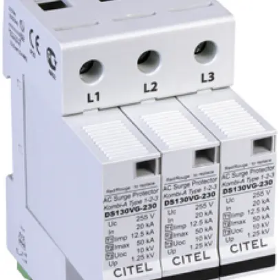 Parafoudre Flury DS 130VGS-230 type 1+2+3, 3-pôles 
