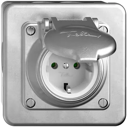 UP-SCHUKO-Steckdose FH GUP 16A, 250VAC, L+N+PE Aluminium kugelpoliert 