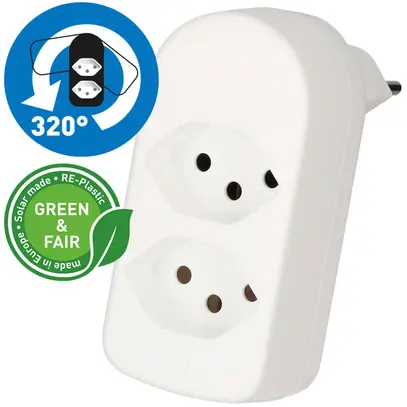 Fiche multiple MAX HAURI ADAPT SPLIT 10A 2×T13 blanc 