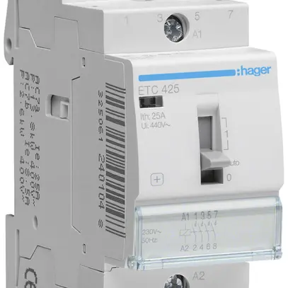 Contattore AMD Hager 230VAC 4 chiusura 0 apertura 25A funzione giorno/notte 2UM 