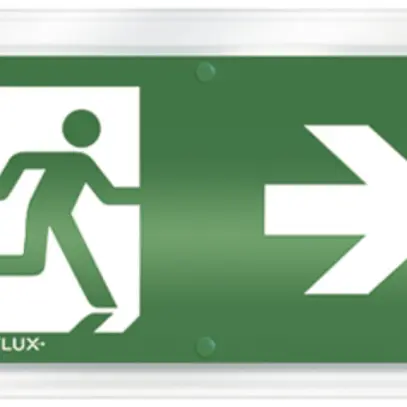 Plaque avec pictogramme ESYLUX SLD, flèche vers la droite 