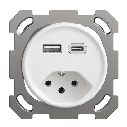 Presa INC USB tipo A+C + tipo 13 Feller STANDARDdue QM 230V 3000mA bianco 