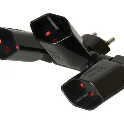 Spina multipla Hauri Clip-Clap 3×T13 nero con sicurezza bambini 