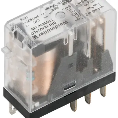 Relais WM, 24VAC, LED rouge, 2 contacts inverseurs, 250VAC, 5A 