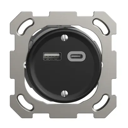 Presa INC USB 18W tipo A + tipo C Feller STANDARDdue QM 230V 3600mA nero 