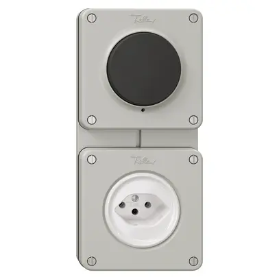 Combinazione NUPU NEVO, interruttore a pulsante schema 3/1L + presa tipo 13, grc 