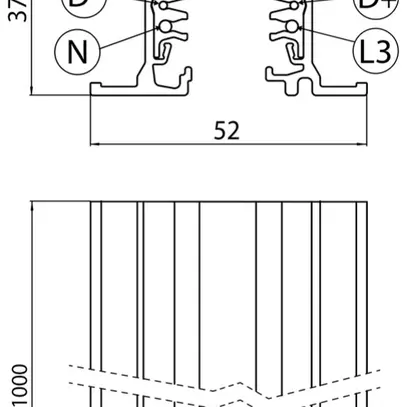 Rail conducteur INC Sylvania OneTrack 250…440V 3 ph DALI aluminium 1000mm noir 