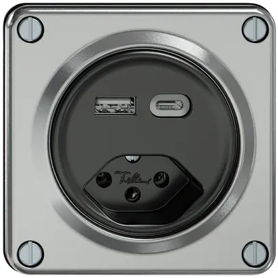Presa di carica USB ELEMENT 1×USB-A 1×USB-C 3000mA + 1×T13 alluminio 