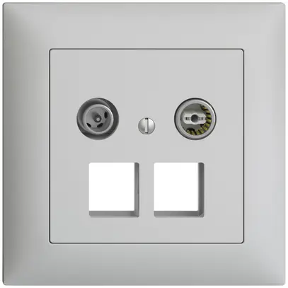 Prise multimédia 19dB ENC EdizioDUE FMI, prise d.passage, p.2×RJ45 Keystone, grc 