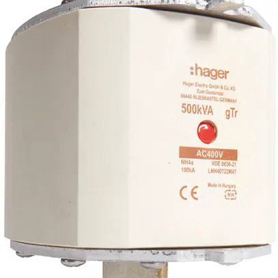 Fusibile HPC Hager DIN4 400VAC 722A 500kVA gTr segnalatore centrale inox. 