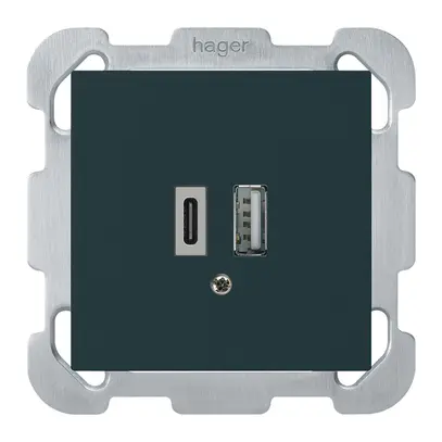 Prise de charge USB ENC kallysto 18W PD 1×type A 1×type C plaque d.fixation noir 