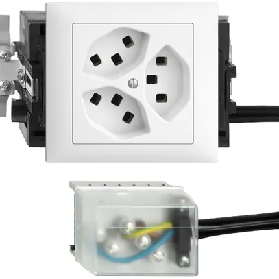 Prise INC 3×T23 16A blanc 53mm L3 EDIZIOdue pour Ecobus power 