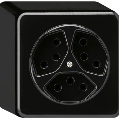 Prise AP basico 3×type 13 noir h=54mm 