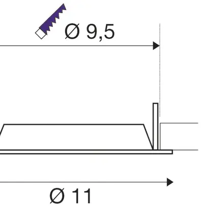 Cadre d'encastrement SLV DOWNLIGHT100 matière synthétique Ø110mm noir 