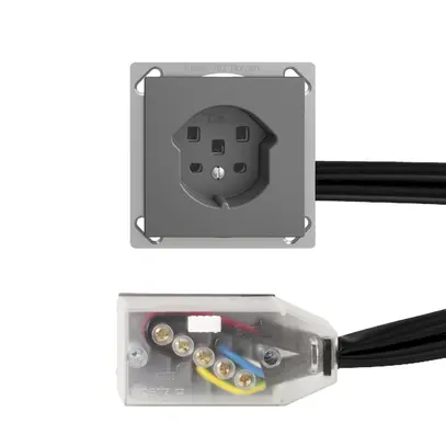 Presa INS EDIZIOdue T25 16A grigio scuro per cavo piatto Technofil 