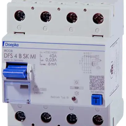 Fehlerstromschutzschalter Doepke 40A 300mA 4L Typ B SK MI, N links 
