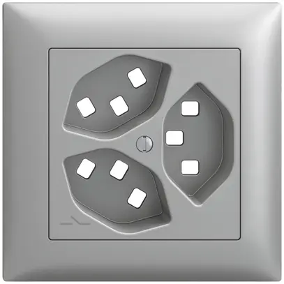 Kit montaggio INC Feller EDIZIOdue, per presa 3×T23 1×separato, silver 
