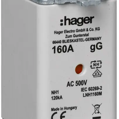 Fusibile HPC Hager DIN1c 500VAC 160A gG/gL segnalatore doppio antiruggine 