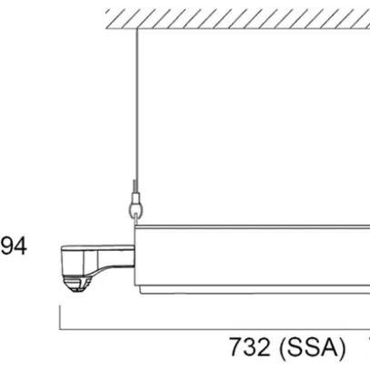 LED-Hallenstrahler Sylvania KubiXx WIDE PIR 188W 32200lm 840 IP65 DIM 760×280 