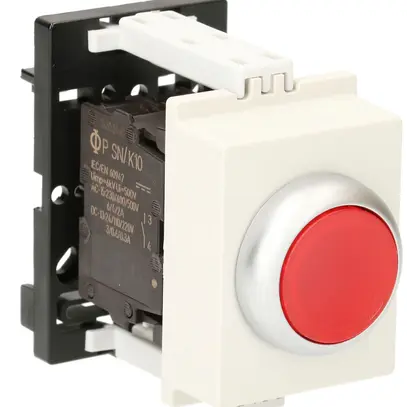 Pulsante luminoso AMD K&N, 230VAC, 1Ch 6A, 2UM, calotta rosso 