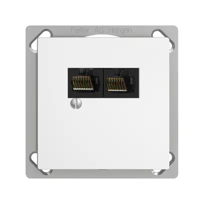EB-Dose 2×RJ45/u 4P getr. EDIZIOdue weiss R&M swissline 