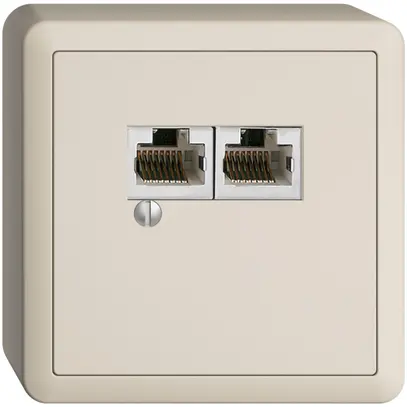 Scatola AP 2×RJ45/s 8P par. EDIZIOdue R&M swissline crema 