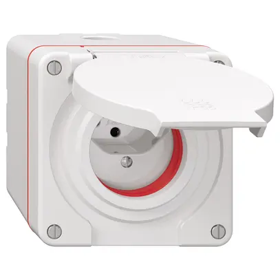 Prise NAP NEVO, 1×T13, IP55 d'après SN 441011, a.joint rouge, blanc 