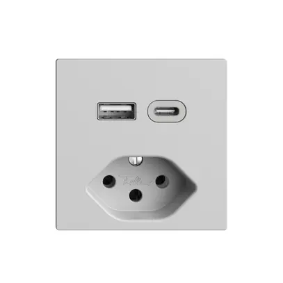 Presa USB tipo A+C + tipo 13 Feller EDIZIOdue F 230V 3000mA grigio chiaro 