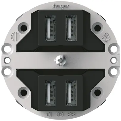 Intérieur pour prise 4×USB Hager montage E 2400mA 