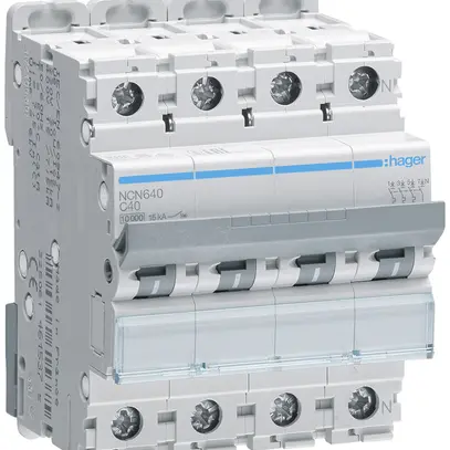 Disgiuntore Hager MCB 3P+N 415V tipo C 40A Icn 10kA Icu 15 kA 4UM 