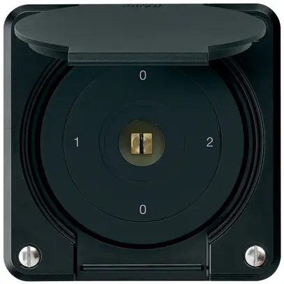 Interrupteur à clé carrée ENC robusto IP55 avec clapet S2/1P noir combi 