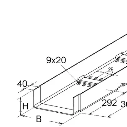 Canale portacavi EBO KKL 80300 L=3m 