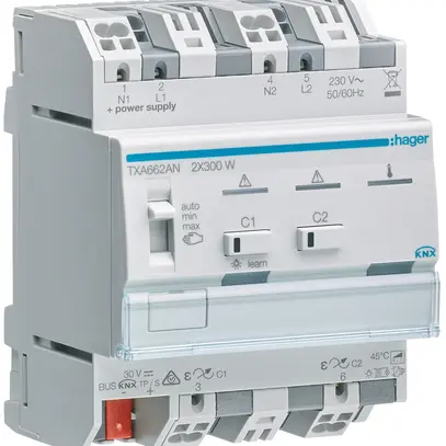 Actionneur-variateur AMD Hager TXA662AN KNX easy 2×300W 4UM 