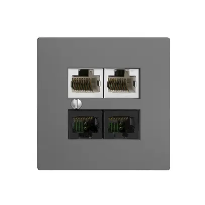 Boîte 4×RJ45 2×u/2×s EDIZIOdue gris foncé, R&M swissline NT 2ab 