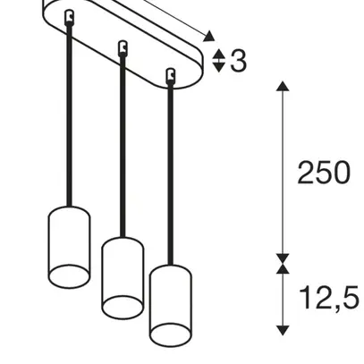 Luminaire suspendu SLV ASTO TUBE GU10 3×10W direct Ø70×125mm blanc 