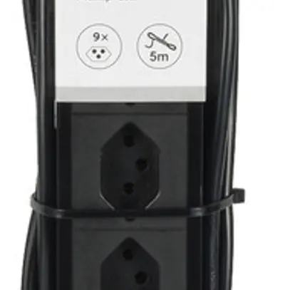 Presa multipla PRINCIPIO 9×tipo 13 orizzontale cavo 5m interruttore nero 