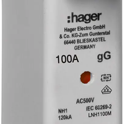 Fusibile HPC Hager DIN1c 500VAC 100A gG/gL segnalatore doppio antiruggine 