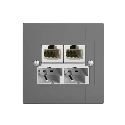 Scatola INC SOHO 2×TT/2×RJ45/u sep.ITplus EDIZIOdue grigio scuro 