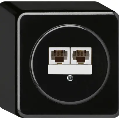 Scatola di raccordo AP basico 2×RJ45u separato nero 